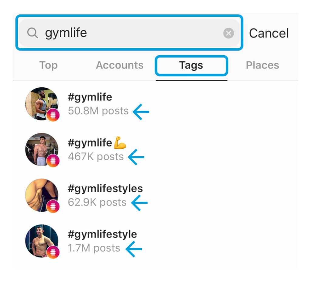 instagram tag search with number of posts